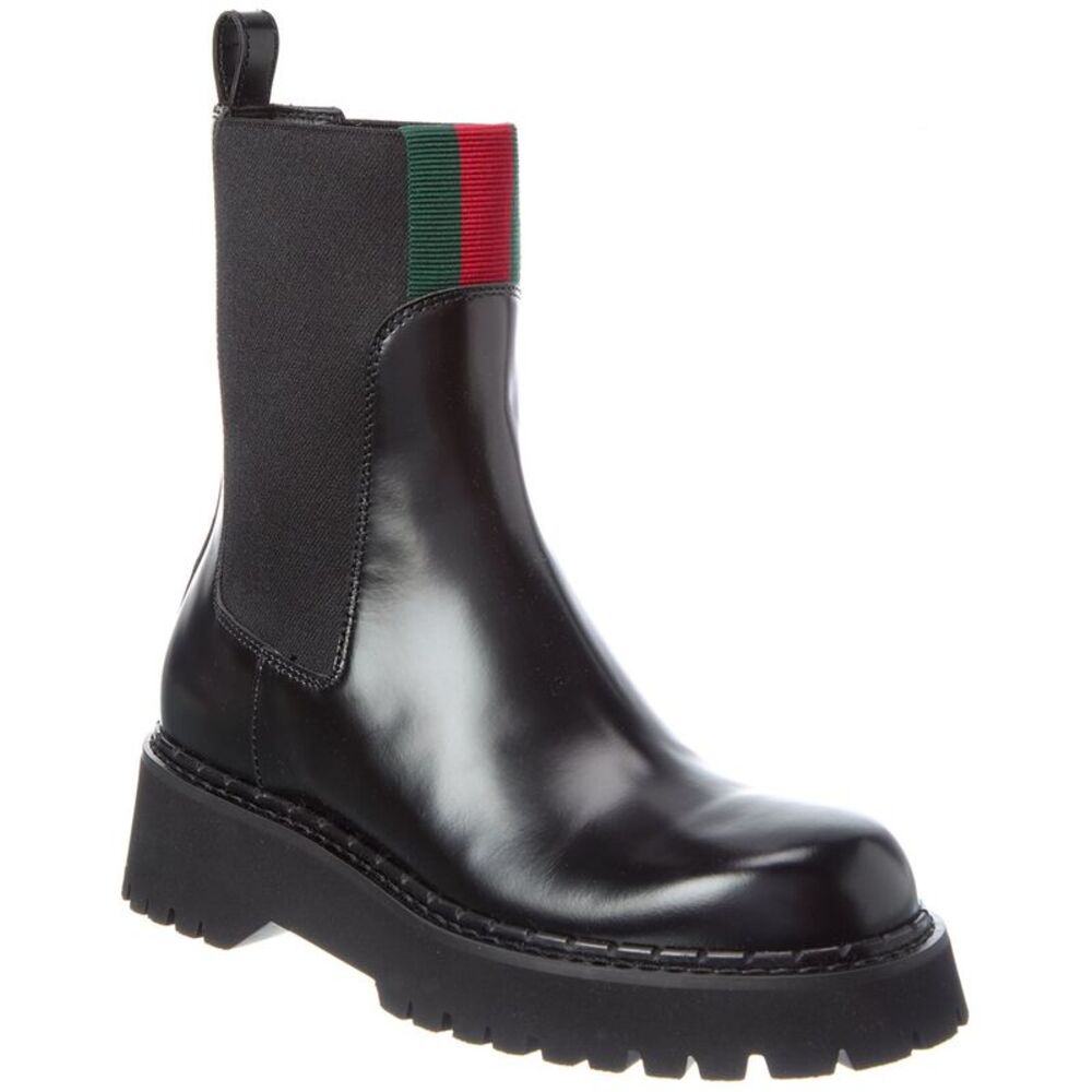 Gucci Wed Shiny Leather Boot, Black